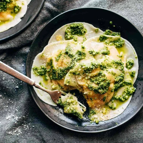 Jumbo Butternut Squash Ravioli With Kale Pesto Image