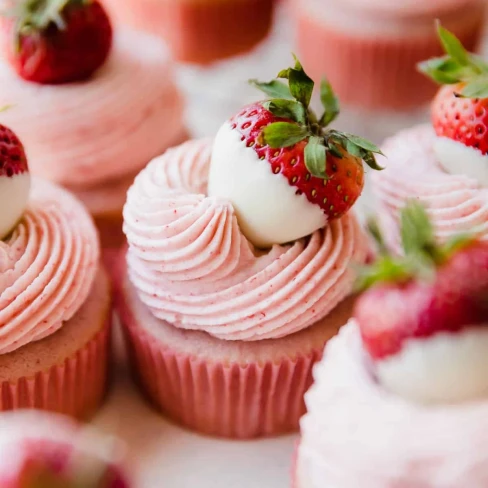 White Chocolate Strawberry Cupcakes Image