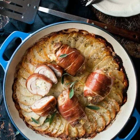 Prosciutto Wrapped Chicken and Scalloped Potatoes (One Pan!) Image