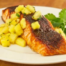 Southwestern Maple Glazed Salmon with Pineapple Salsa Recipe Page