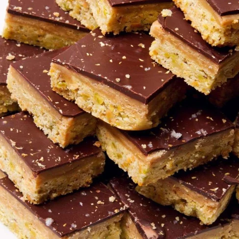 Pistachio Millionaire&#039;s Shortbread With Coriander Butterscotch Recipe Image