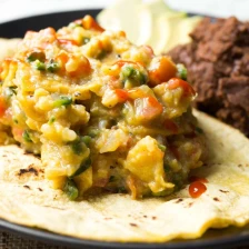 Migas With Scrambled Eggs, Tortilla Chips, &amp; Chiles Recipe Page