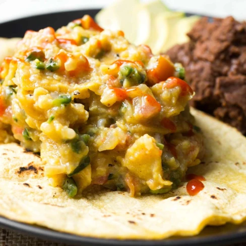 Migas With Scrambled Eggs, Tortilla Chips, &amp; Chiles Image