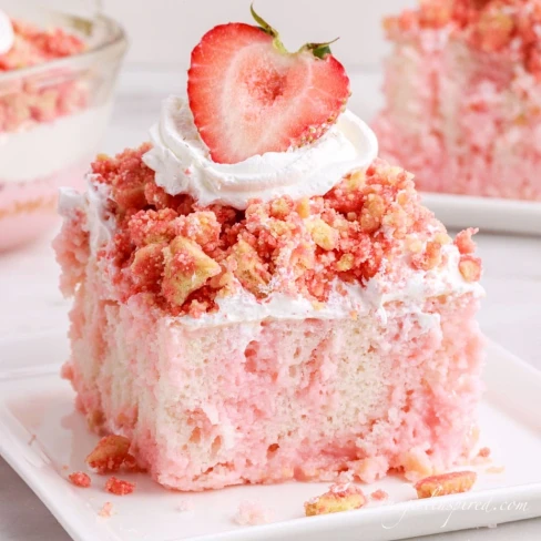 Strawberry Crunch Poke Cake Image