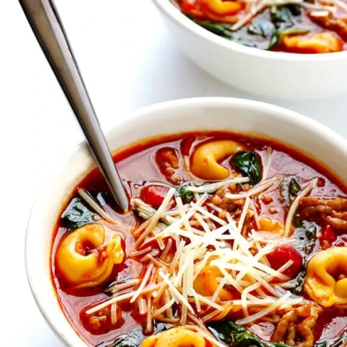 Tortellini Soup with Italian Sausage, Spinach and Tomatoes Image