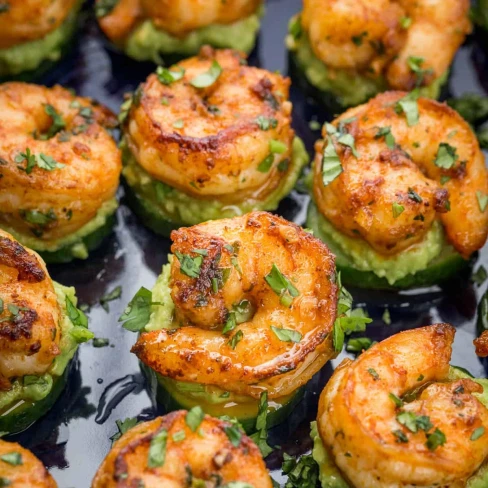 Shrimp Appetizers with Avocado and Cucumber Image