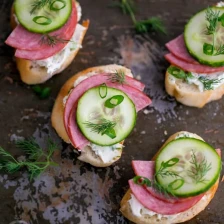 Kielbasa and Cucumber Crostini + Canapé Roundup! Recipe Page