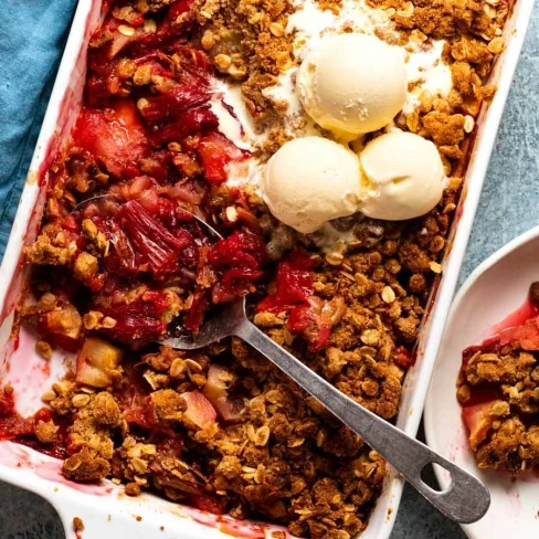 Apple and rhubarb crumble Image