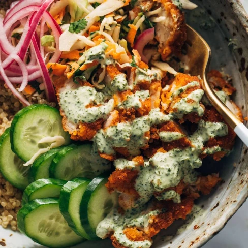 Crispy Chicken Tikka Bowls with Mint Sauce Image