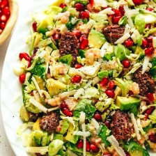 Brussels Sprouts Arugula Salad with Pomegranate and Candied Pecans Recipe Page