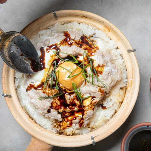 Cantonese Clay Pot Rice With Chinese Meatloaf (肉餅煲仔飯) Image