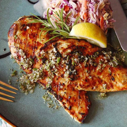 Five-Minute Grilled Chicken Cutlets With Rosemary, Garlic, and Lemon Recipe Image