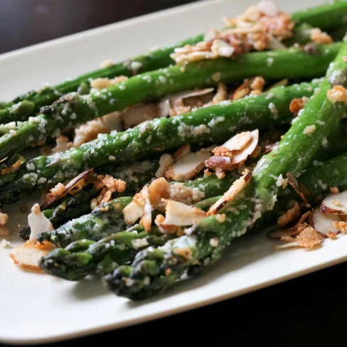 Asparagus With Sliced Almonds And Parmesan Cheese Image