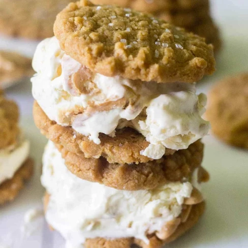 Flourless Peanut Butter Cookie Ice Cream Sandwiches Image