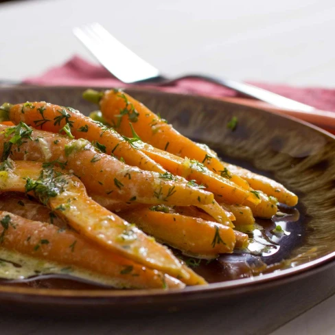 Chilled Carrots With Tahini-Ginger Dressing Recipe Image