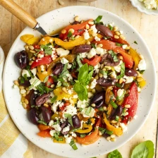 Roasted Pepper Salad with Feta, Pine Nuts &amp; Basil Recipe Page