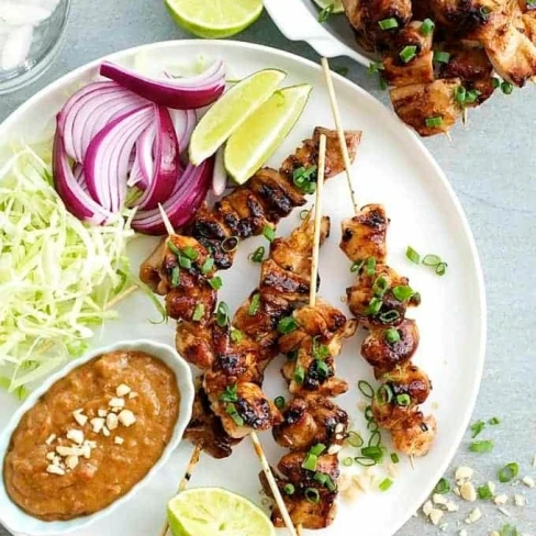 Satay Chicken with Restaurant Style Peanut Sauce (Indonesian/Bali style) Image