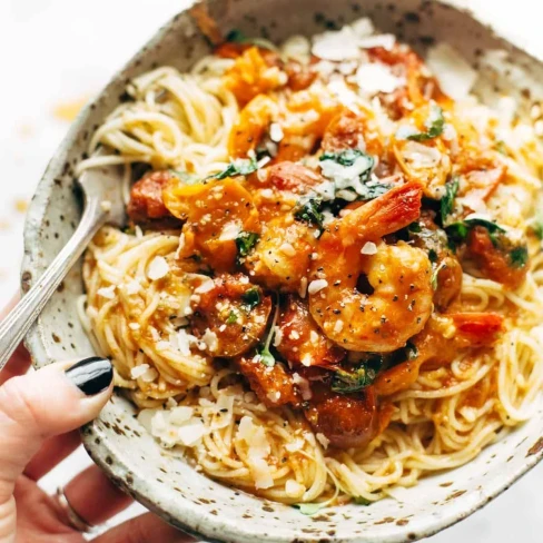 Garlic Butter Capellini Pomodoro with Shrimp Image