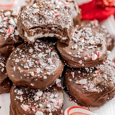 Dark Chocolate Covered Peppermint Sandwich Cookies Image