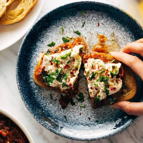 Zaalouk Toasts with Burrata Image