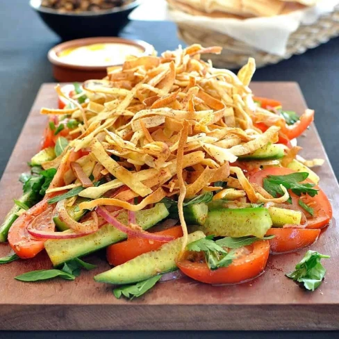 Fattoush With Crunchy Flatbread Ribbons Image