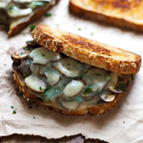 Simple Garlic Butter Mushroom &amp; Provolone Melts Image