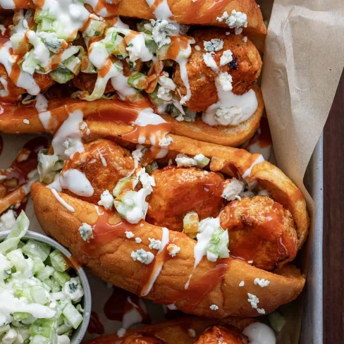 Buffalo Chicken Meatball Sandwich with Celery Slaw Image