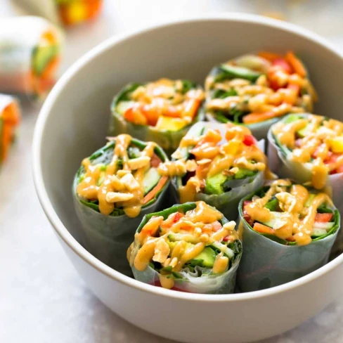 Thai Summer Rolls With Peanut Sauce Image