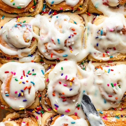 Birthday Cake Cinnamon Rolls (Like Funfetti Cake!) Image