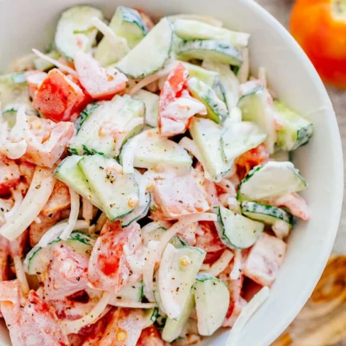 Creamy Cucumber and Tomato Salad Image