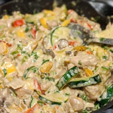 Easy Chicken With Mushrooms And Zucchini In Cream Sauce Recipe Page