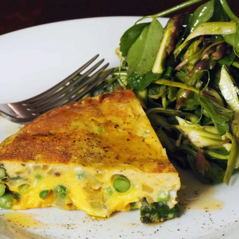 Asparagus and Sweet Pea Frittata With Minty Spring Salad Recipe Image