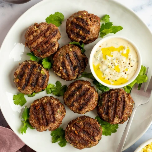 Grilled Moroccan Meatballs with Yogurt Sauce Image