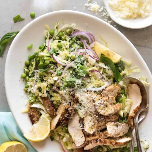 Lemon Parmesan Cabbage Salad with Grilled Chicken Image