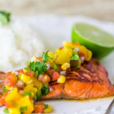 Teriyaki Glazed Salmon with Peach Salsa &amp; Giveaway! Recipe Page