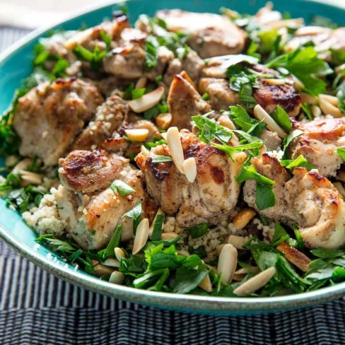 Broiled Tandoori-Style Chicken With Almonds and Couscous Recipe Image