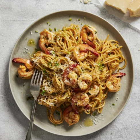 Korean-style Shrimp Scampi Spaghetti Image