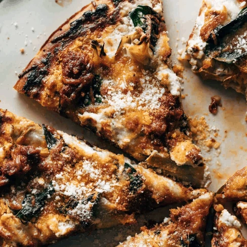 The Absolute Easiest Spinach and Artichoke Pizza Image