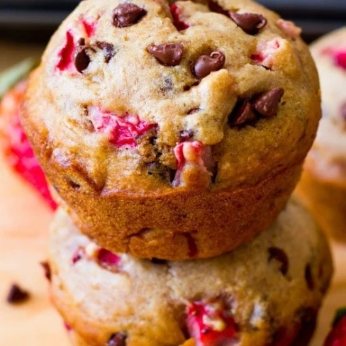 Lightened-Up Strawberry Chocolate Chip Muffins Image