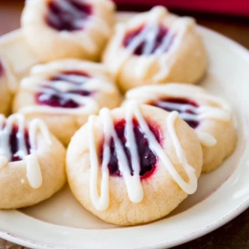 Raspberry Almond Thumbprint Cookies Image