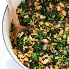 Creamy Farro with White Beans and Kale Recipe Page