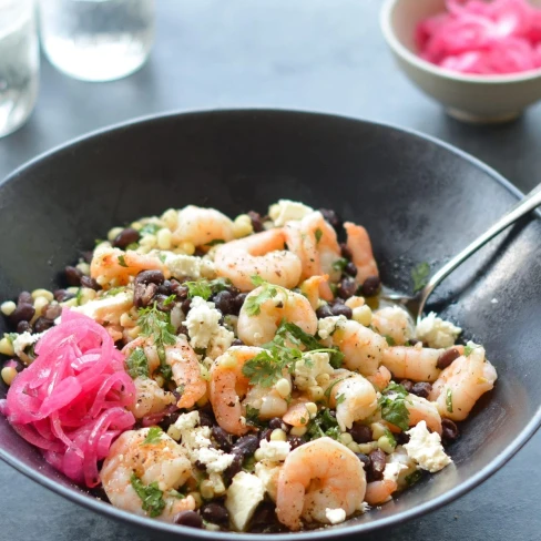 Black Bean Shrimp Salad with Corn &amp; Pickled Onions Image