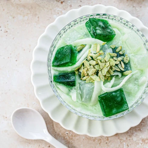 Buko Pandan (Filipino Dessert Salad With Coconut and Pandan) Image