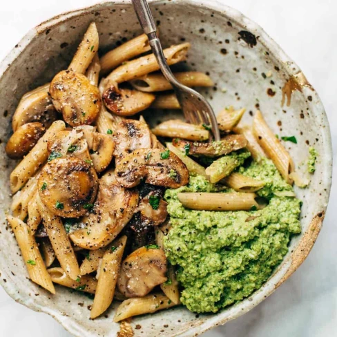 Simple Mushroom Penne with Walnut Pesto Image