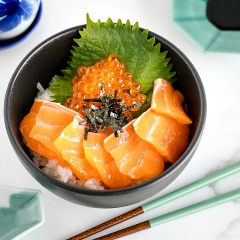 Salmon Sashimi Bowl (Donburi) with Ikura Image