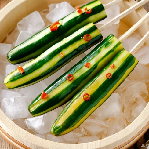 Japanese Pickled Cucumber on a Stick Image