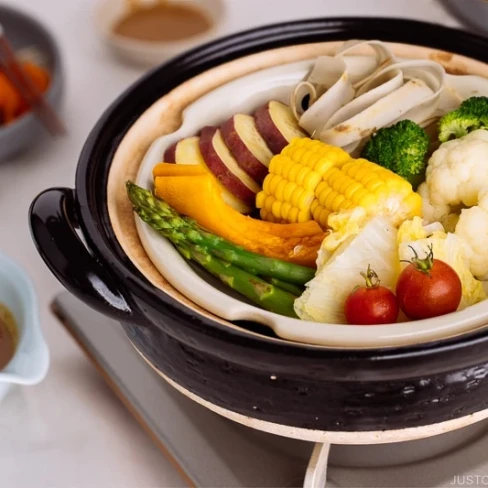 Steamed Vegetables with Miso Sesame Sauce (Mushi Nabe) Image