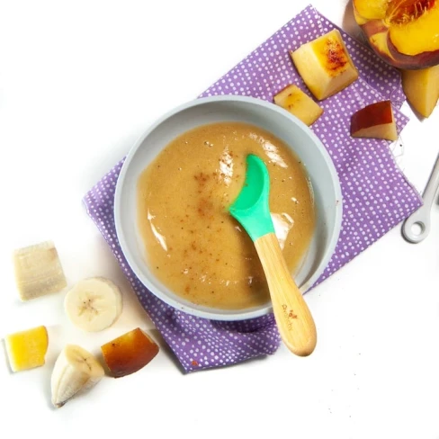 No-Cook Banana Peach Baby Food Puree Image