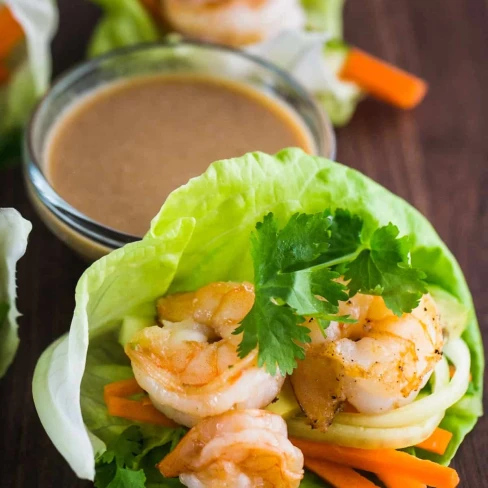 Shrimp Lettuce Wraps with Peanut Sauce Image