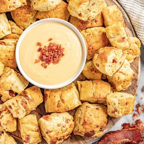 Bacon Cheddar Pretzel Bites with Cheese Dip Image